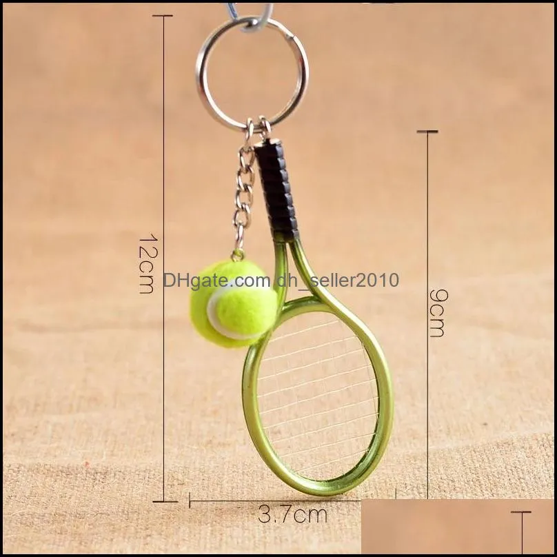 Cute Sport Mini Tennis Racket Pendant Keychain Keyring Key Chain Ring Finder Holer Accessories Gifts for Teenager Fan