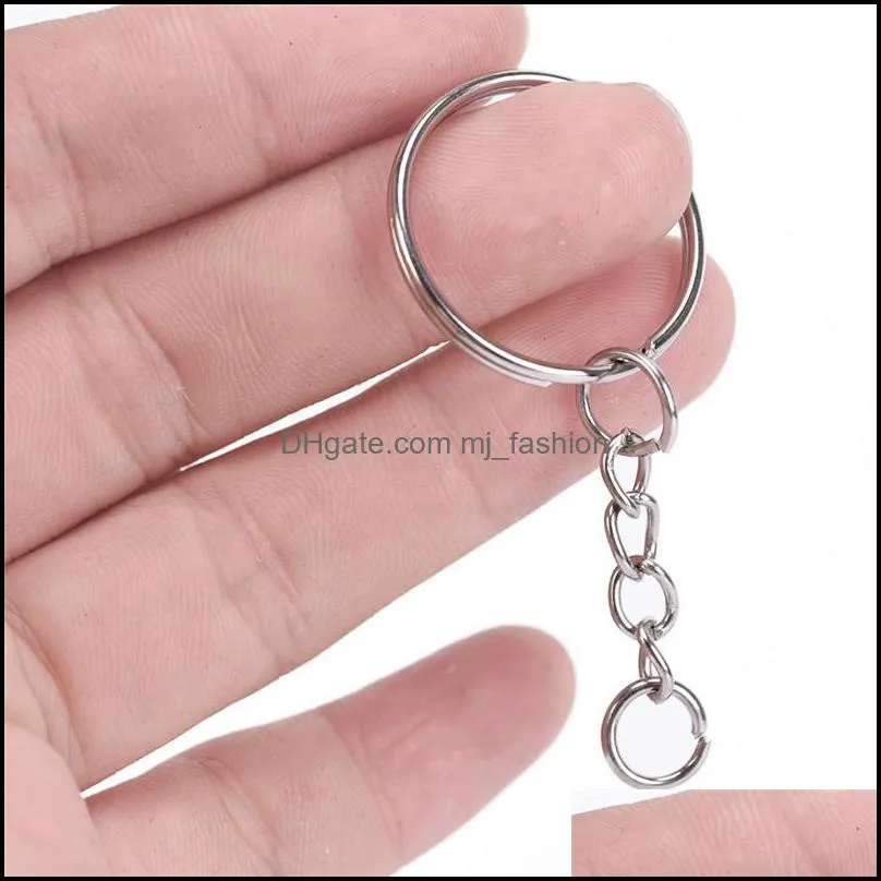 Silver Plated Metal Blank Keyring Keychain Split Ring Keyfob Key Holder Rings Women Men DIY Key Chains Accessories