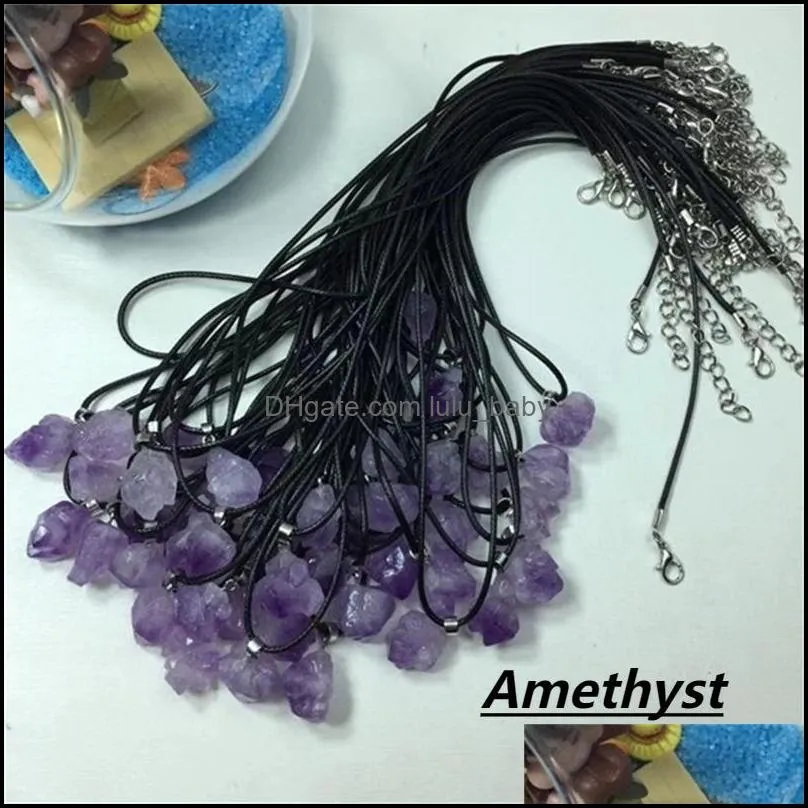 Bulk Crystal Natural Necklace Wholesale Healing Crystal Pendant Amethyst Rough Stone Clear Quartz Fluorite Citrine Rose Quartz