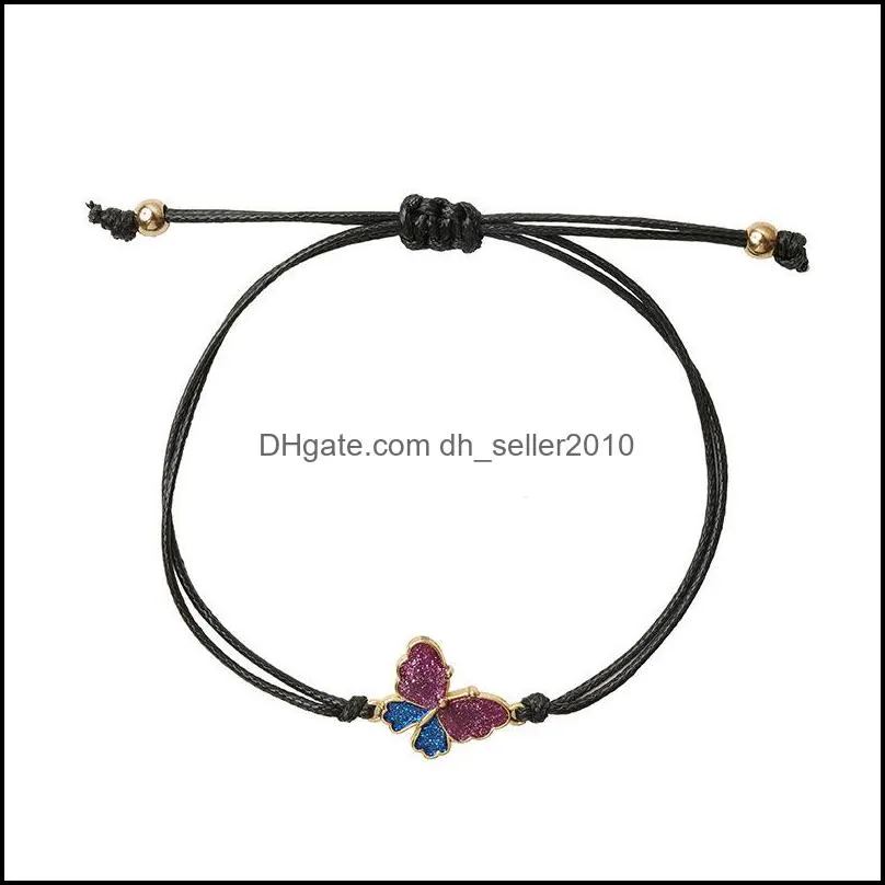 Butterfly Bracelet Personalized Alloy Dropping Oil Hand Wax Wire Woven Card Bracelet Jewelry