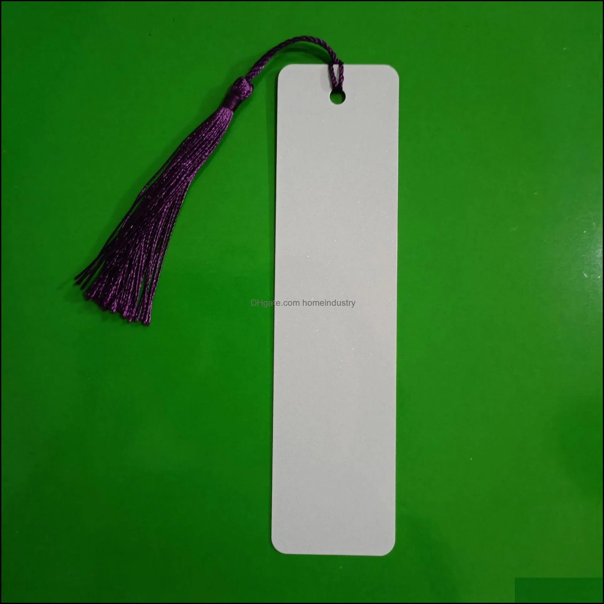 Sublimation Metal Aluminum Bookmark with Hole Tassel Filing Supplies White Blank Heat Transfer Page Marker for Student Teacher Crafts Single-Sided Printing