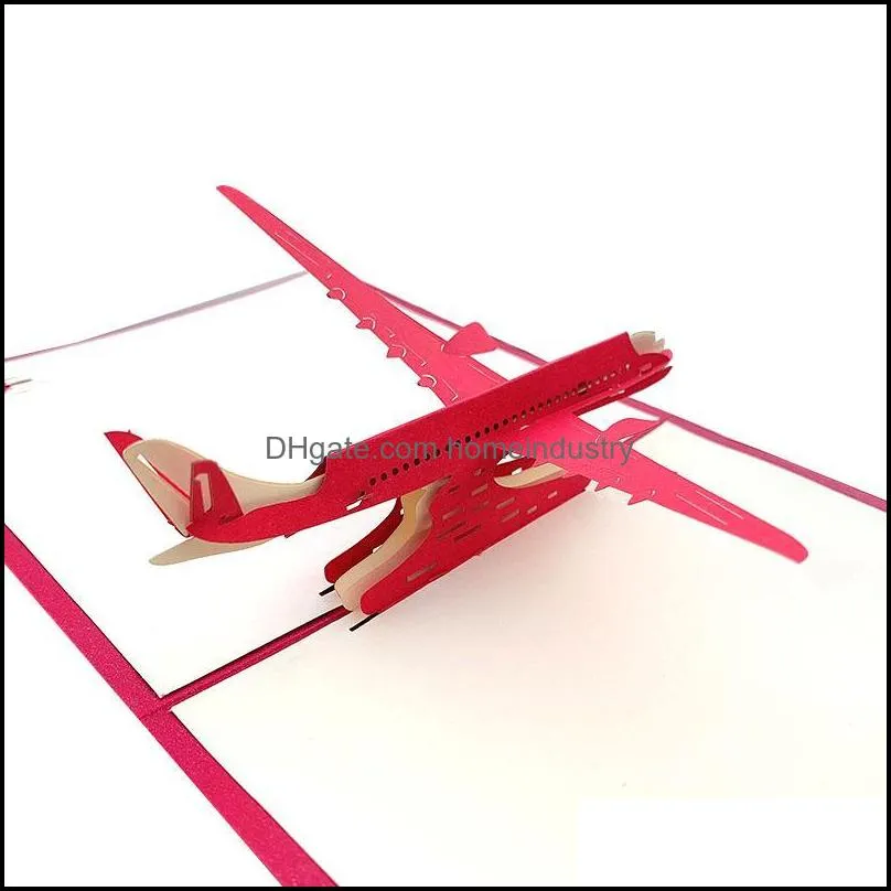 Greeting Cards Airplane Model -Up Card Birthday With Envelope Sticker Laser Cut Invitation Postcard Aircraft Creative Gift