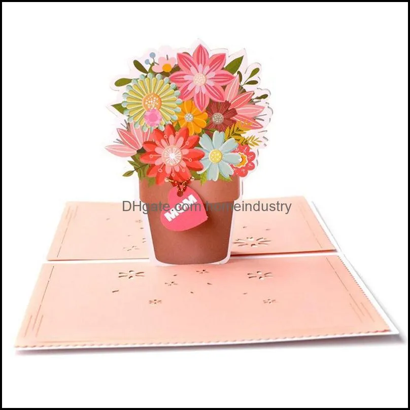 Msee pics Day Greeting Cards Postcard 3D UP Flower Mom Happy Birthday Invitation Customized Gifts Blessing Paper U3