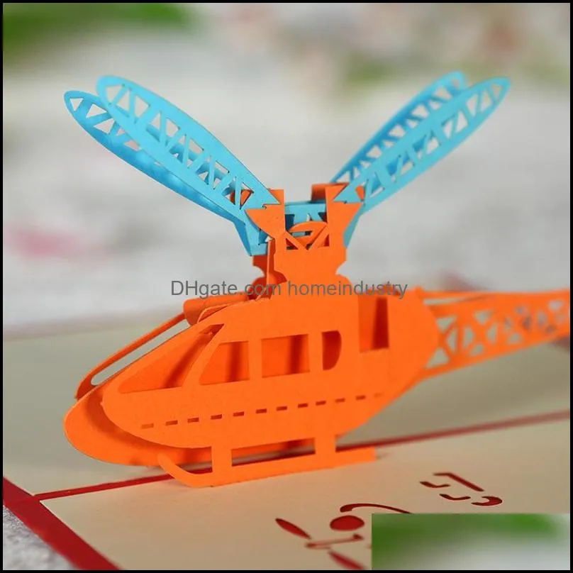 Greeting Cards Airplane Model -Up Card Birthday With Envelope Sticker Laser Cut Invitation Postcard Aircraft Creative Gift