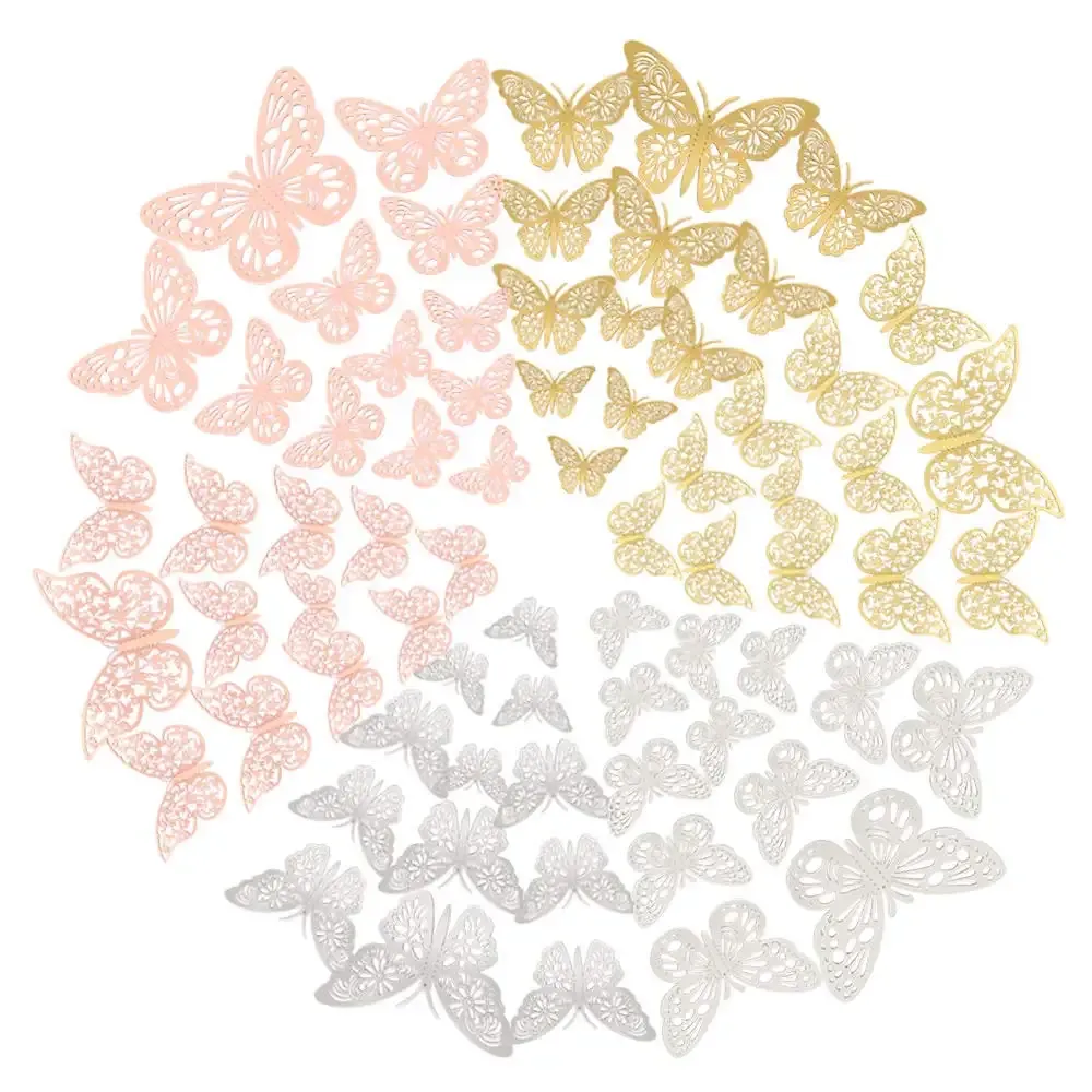 108 x pcs 3d colorful butterfly wall stickers decal diy art decor crafts for party cosplay wedding offices bedroom living room magnets and glue sticker set