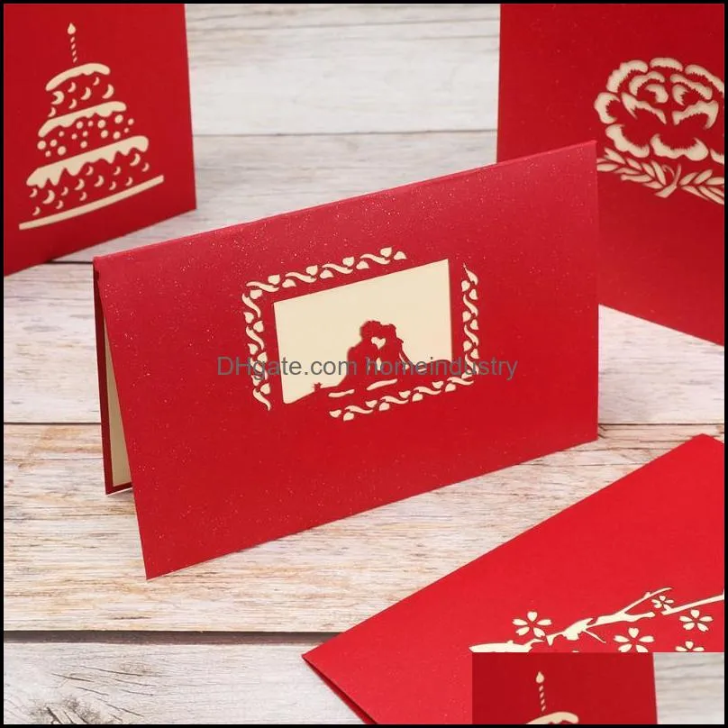 Handmade Postcard Greeting Gift Card Multi-styles Birthday Blank Paper Laser Cut Vintage Invitations Custom With Envelope Cards