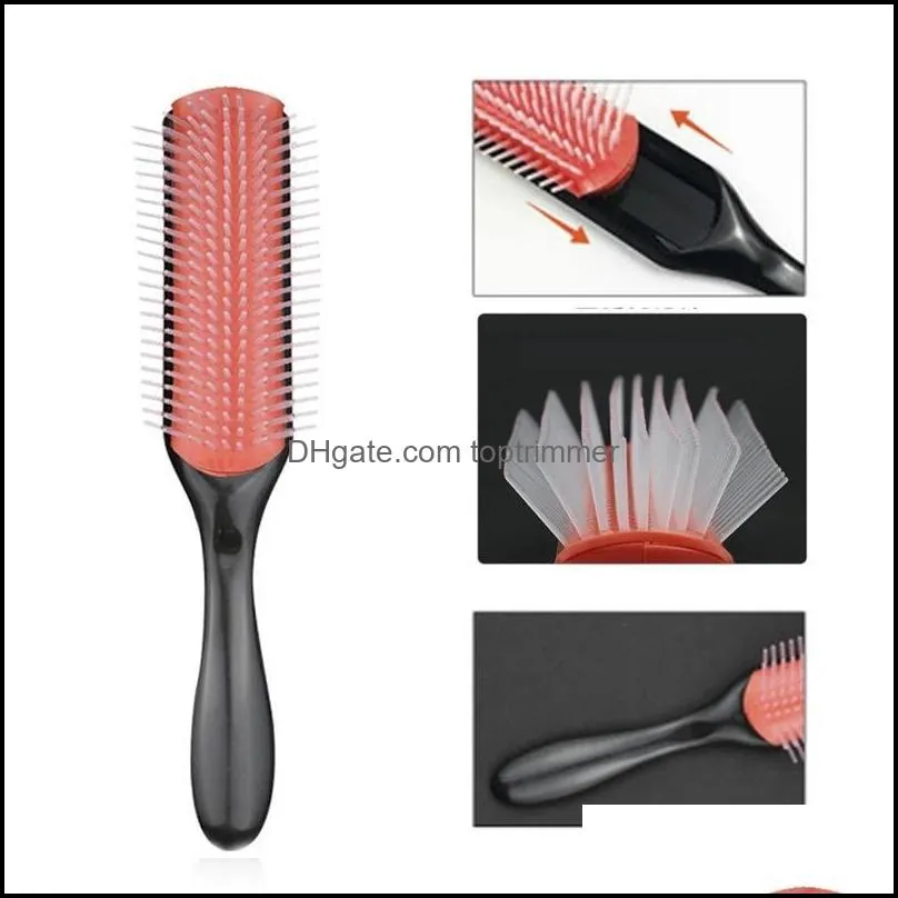 Hair Brushes Brush 9-Rows Detangling Denman Detangler Hairbrush Scalp Massager Straight Curly Wet Styling Comb275p