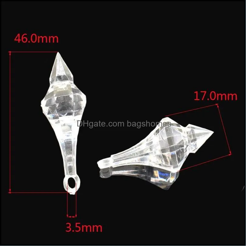 6/12pcs Clear Acrylic Hanging Diamond Beads For Wedding Chandelier Party Craft Home DIY Decoration Crystal Pendant 17 X 46mm