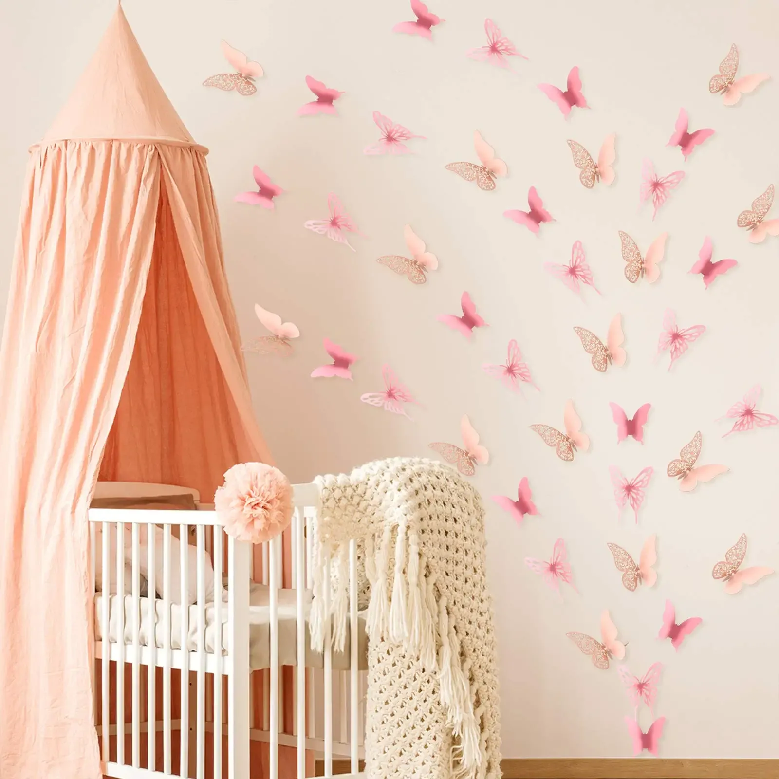 3d butterfly wall stickers decor butterfly decals diy decorative wall art cutouts crafts removable for room wedding flower party decorations 3 styles pink