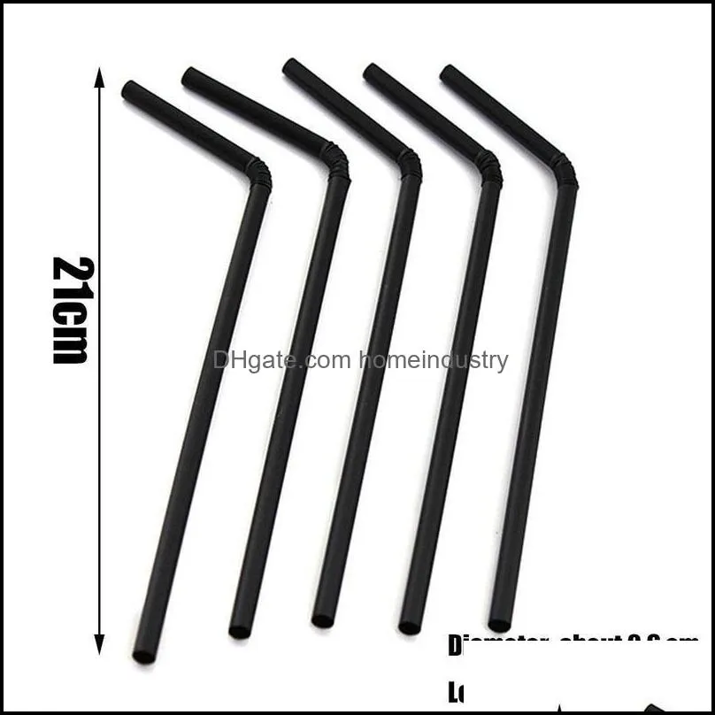Drinking Straws 100pcs/Set Black Cocktail Plastic Straw For Birthday Event Wedding Home Supplies Decorative Party