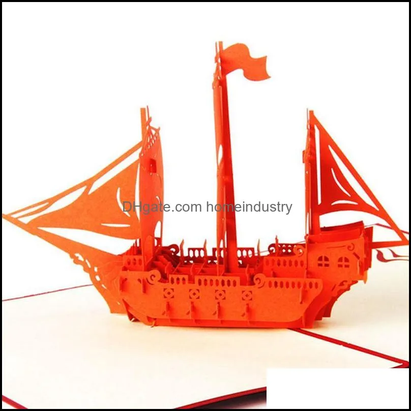 Greeting Cards 3D Up Card Sailing Ship Christmas Birthday Thank You Valentine QX2E