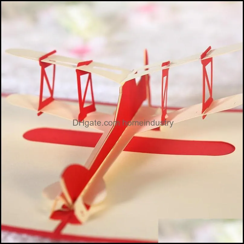 Greeting Cards Airplane Model -Up Card Birthday With Envelope Sticker Laser Cut Invitation Postcard Aircraft Creative Gift