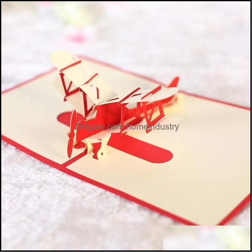 Greeting Cards Airplane Model -Up Card Birthday With Envelope Sticker Laser Cut Invitation Postcard Aircraft Creative Gift