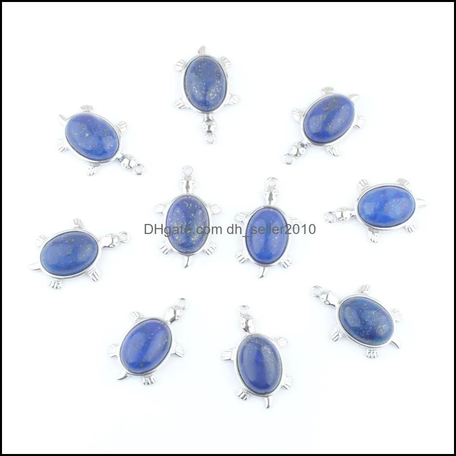 tiny turtle pendants natural gemstone lapis lazuli reiki lucky animal cute tortoise charm jewelry dn4309