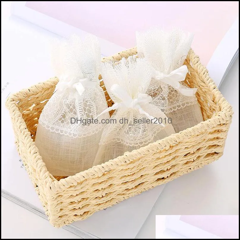 creative hot style white feather lace bag gift package receive finishing jewelry bag wholesale bamboo yarn creative bundle pocket