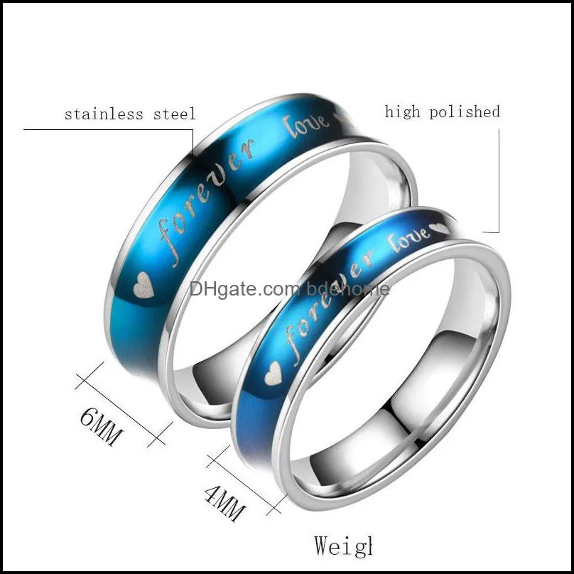 fashion 4mm 6mm stainless steel rings high polished foever love band ring finger rings men womens couple jewelry