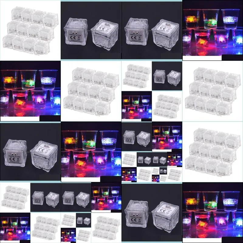 12pcs LED Ice Cubes DIY Colorful Flash LED Ice Cubes Wedding Festival Decor Party Decoration Glowing Light Drinking Ice