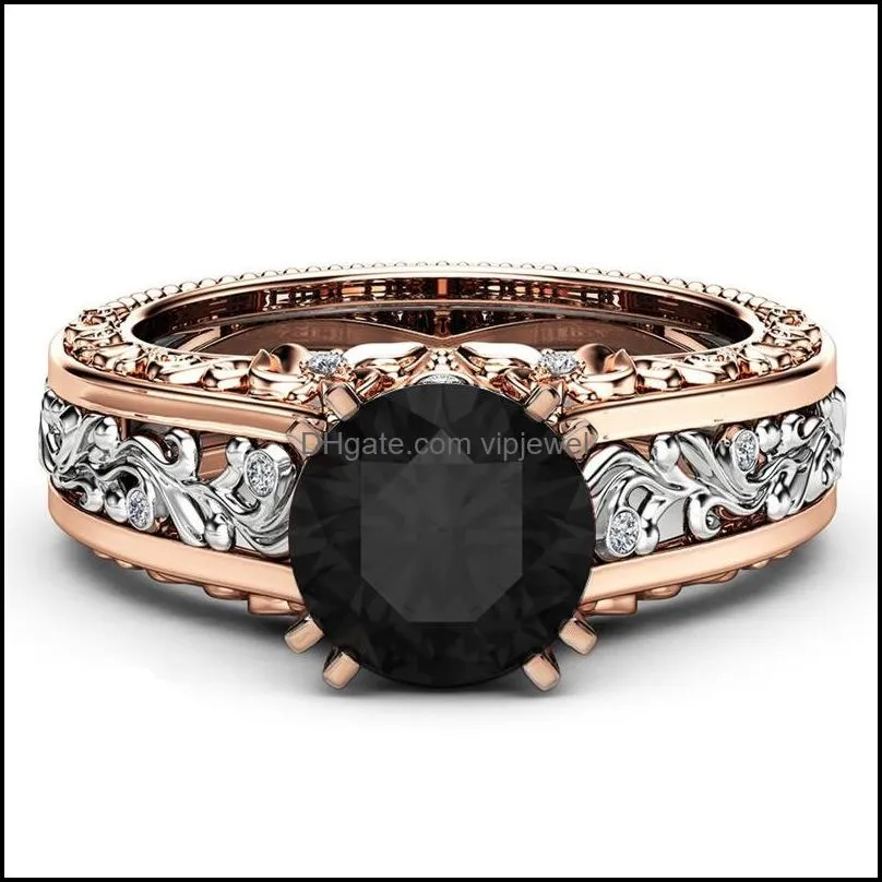 luxury 14k rose gold plated two tone ring womens ruby diamond engagement ring wedding party jewelry