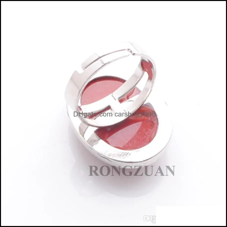 party rings women man fashion jewelry natural cabochon red river stone finger rings oval bead silver color dx3080