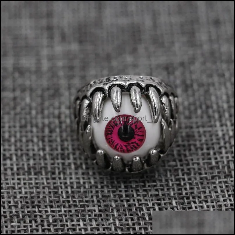vintage dragon claw evil eye skull ring imitating stainless steel biker ring devil eyeball halloween party props men jewelry