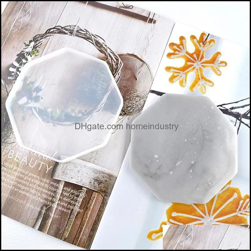 Mats & Pads Handmade DIY Mold Craft Epoxy Silicon Geometric Round Cup Mat Transparent Square Mirror Mould