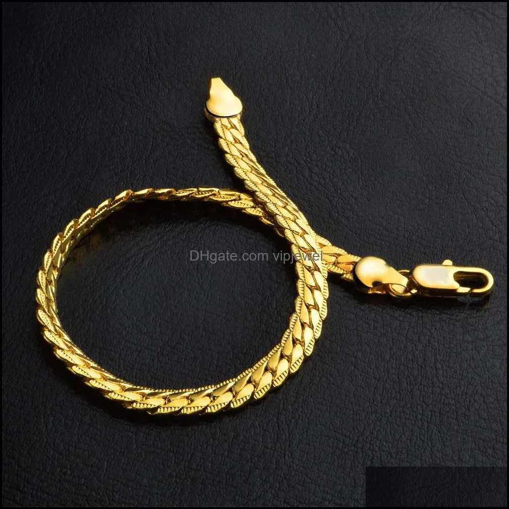 925 silver plated 5mm mens bracelet jewelry copper cuban link chain bracelet for women and men 20cm
