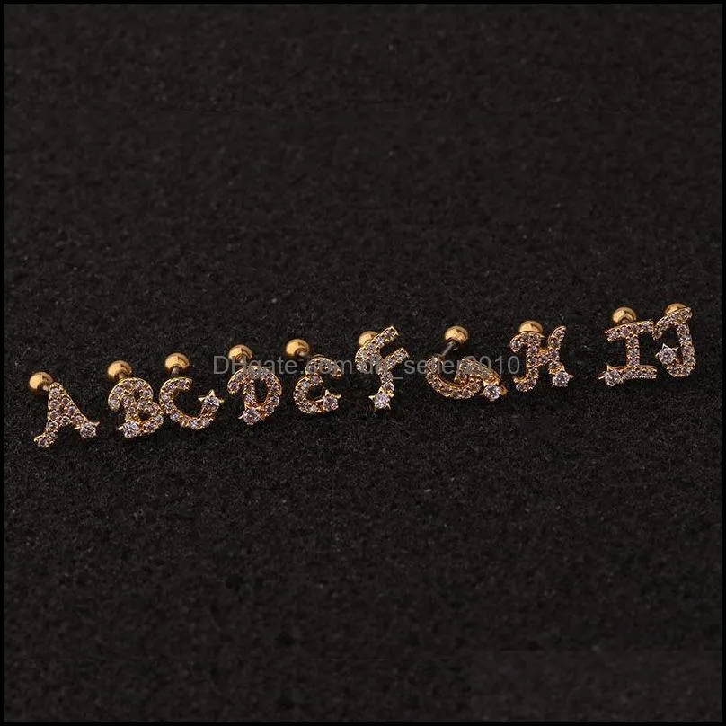 1pcs women single letters dangle earrings for women fashion jewelry korean letter personality ring piercing earring stud