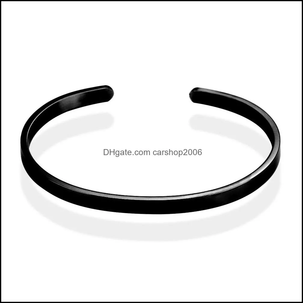 trendy 4mm 304 stainless steel bracelet cuff bracelets fashion personalized bangle plain titanium steel bangle gifts for women