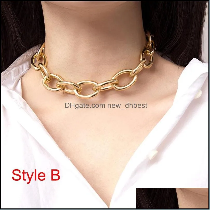 womens ancient big chain personality chockers 18k yellow gold plated simple cross chain statement necklace jewellry 12 inch