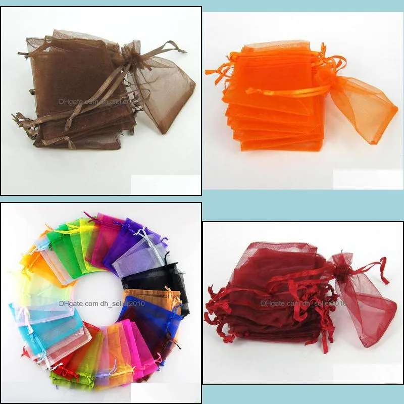 15 colors fashion quality transparent yarn material jewelry gift bag size 7x9cm 100pcs/lot
