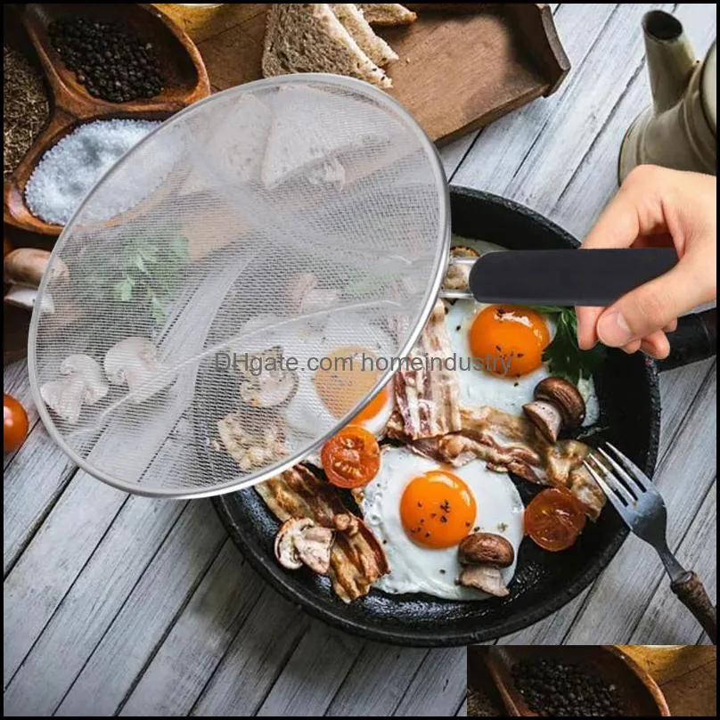 Mats & Pads Splash Net Ultrafine Mesh Splatter Screen Frying Pan Grease Guard Shield Stainless Steel With Handle For Most Pots Gently