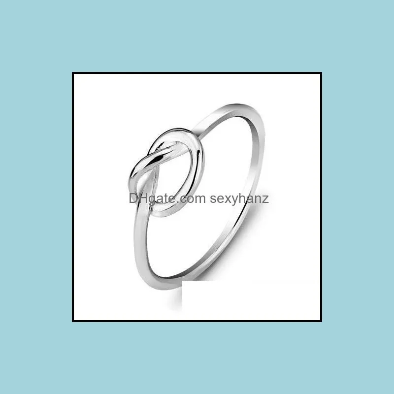 100% 925 sterling silver thin knot ring womens simple s925 engraved ring personality band ring jewelry