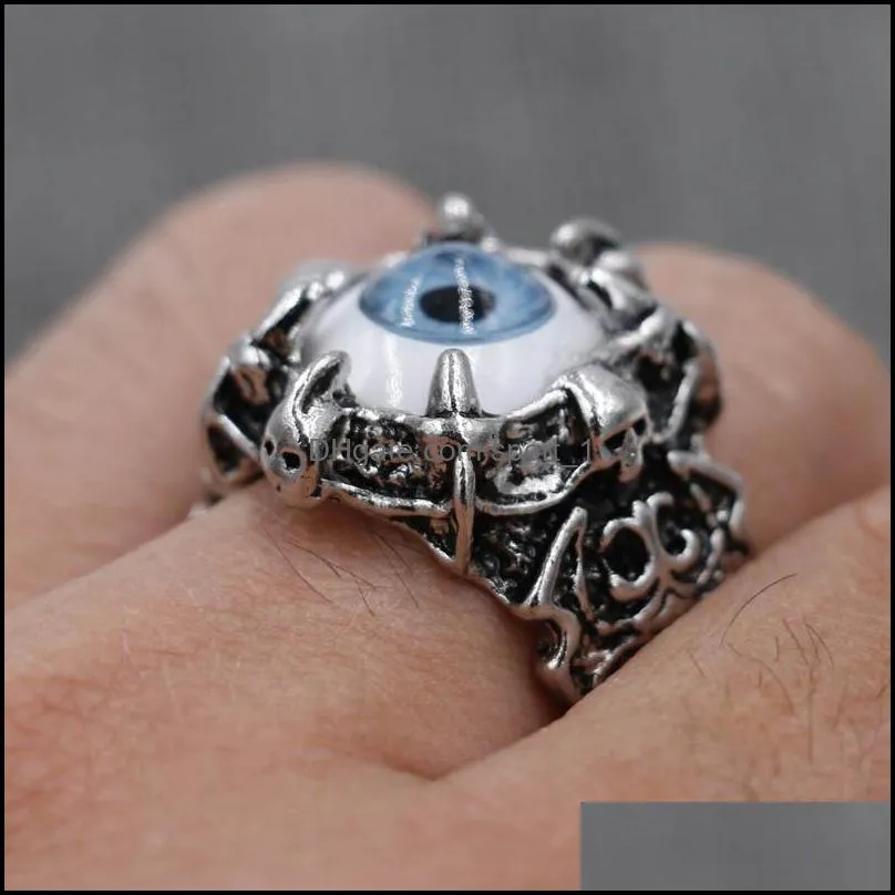 vintage dragon claw evil eye skull ring imitating stainless steel biker ring devil eyeball halloween party props men jewelry