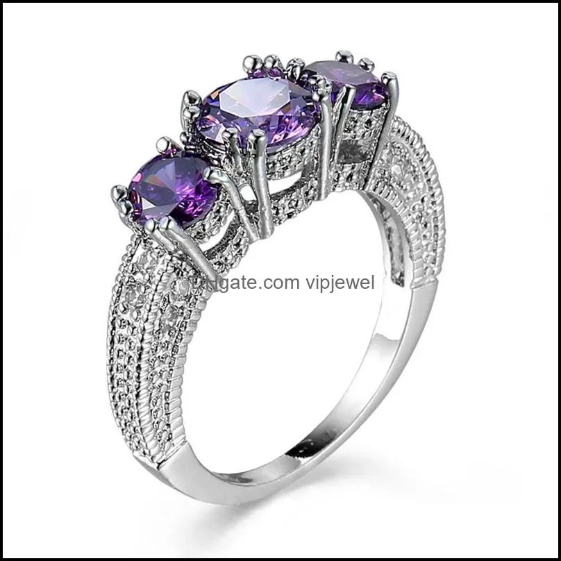 new year gift austrian crystal rings amethyst brazil citrine garnet rings 925 sterling silver plated women men rings 6