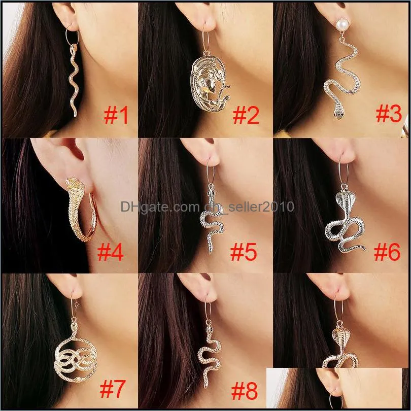 snake dangle earrings for women men animal pendant gold silver color hoops earring punk jewelry gift hip hop accessories