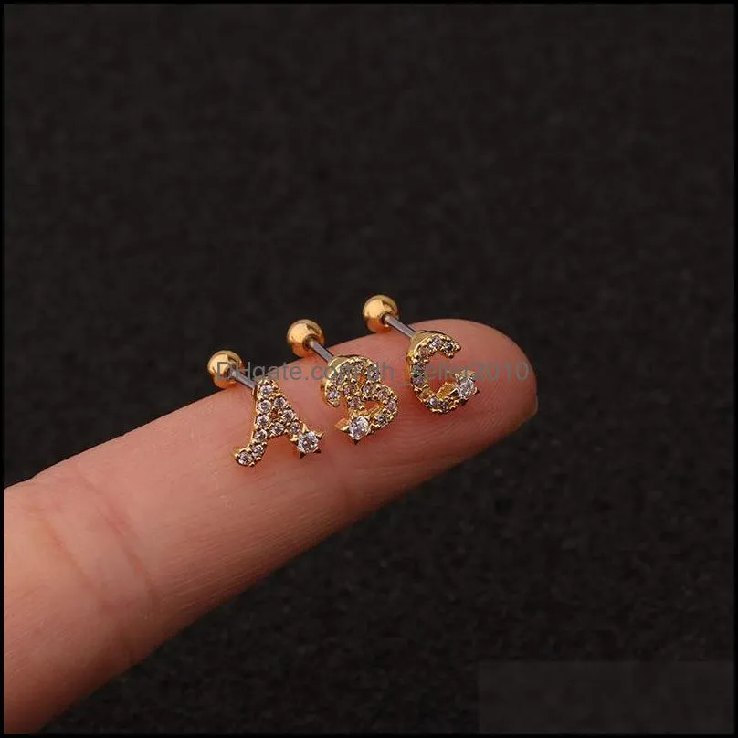 1pcs women single letters dangle earrings for women fashion jewelry korean letter personality ring piercing earring stud