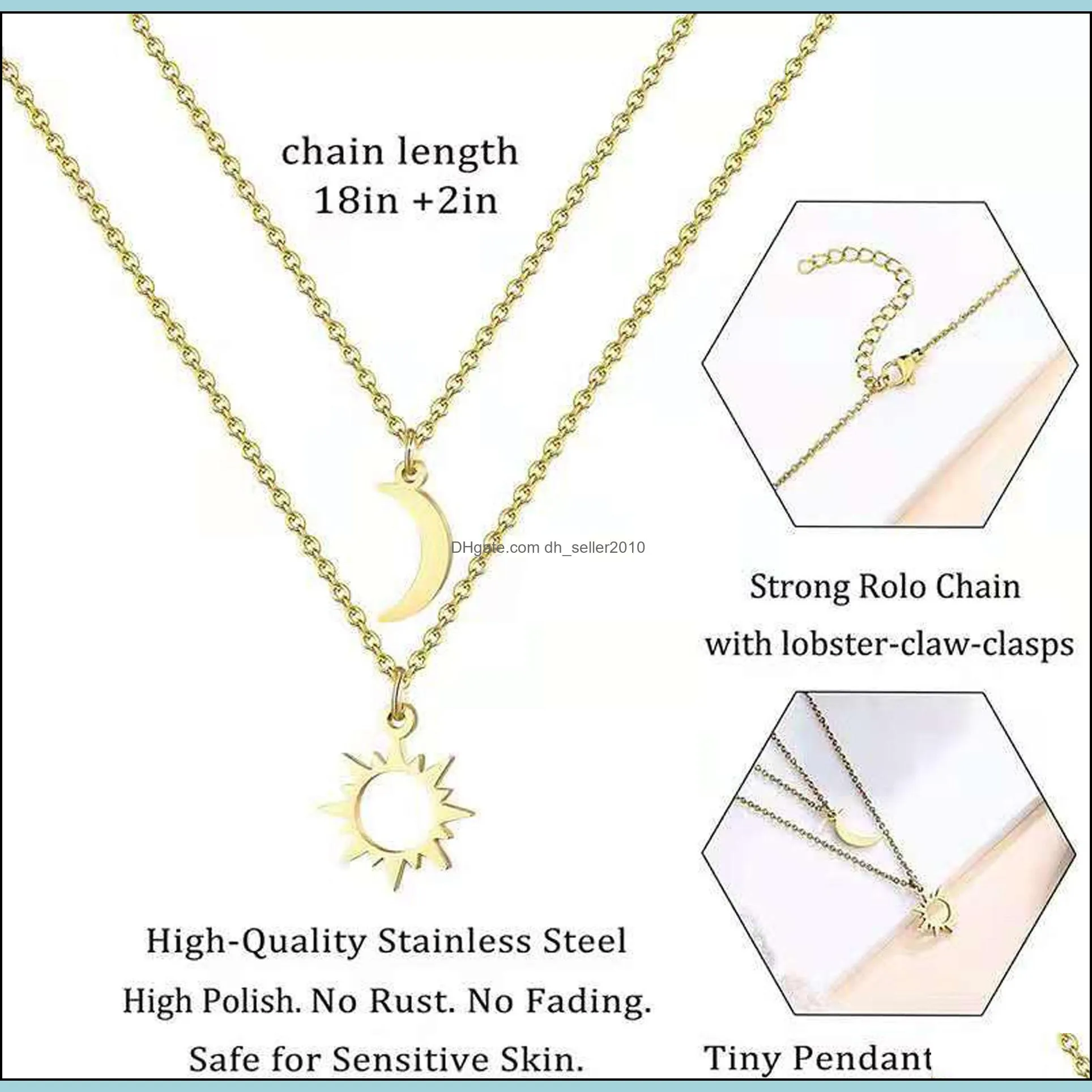 charm moon sun pendant necklace stainless steel hollow butterfly heart pendants link chain couple necklace for women men family