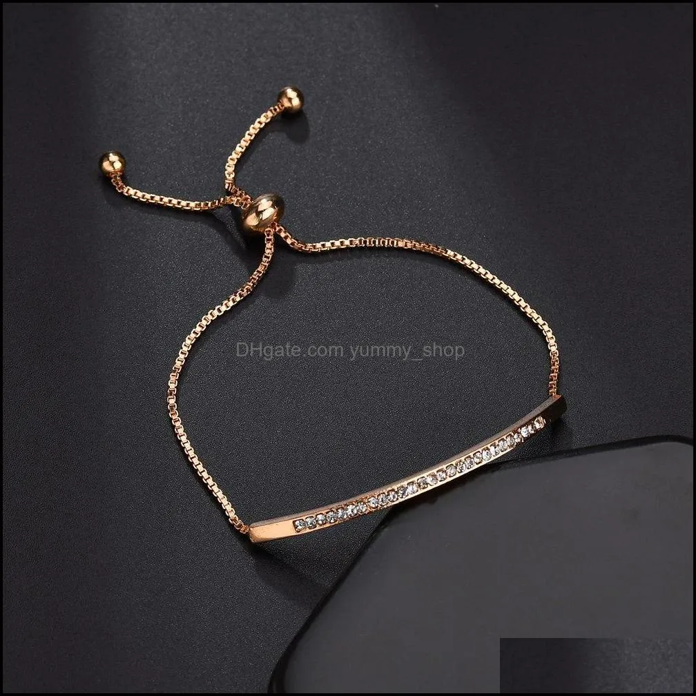 american european fashion silver gold bar bracelet luxury rhinestone paved diamond bracelets men womens couple jewelry
