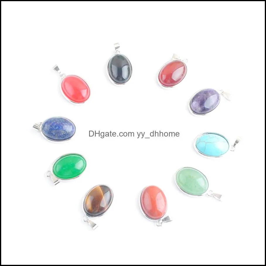 natural gemstone tiny pendants oval beads amethyst tigers eye lapis lazuli opal aventurine charms fit earrings necklaces jewelry making