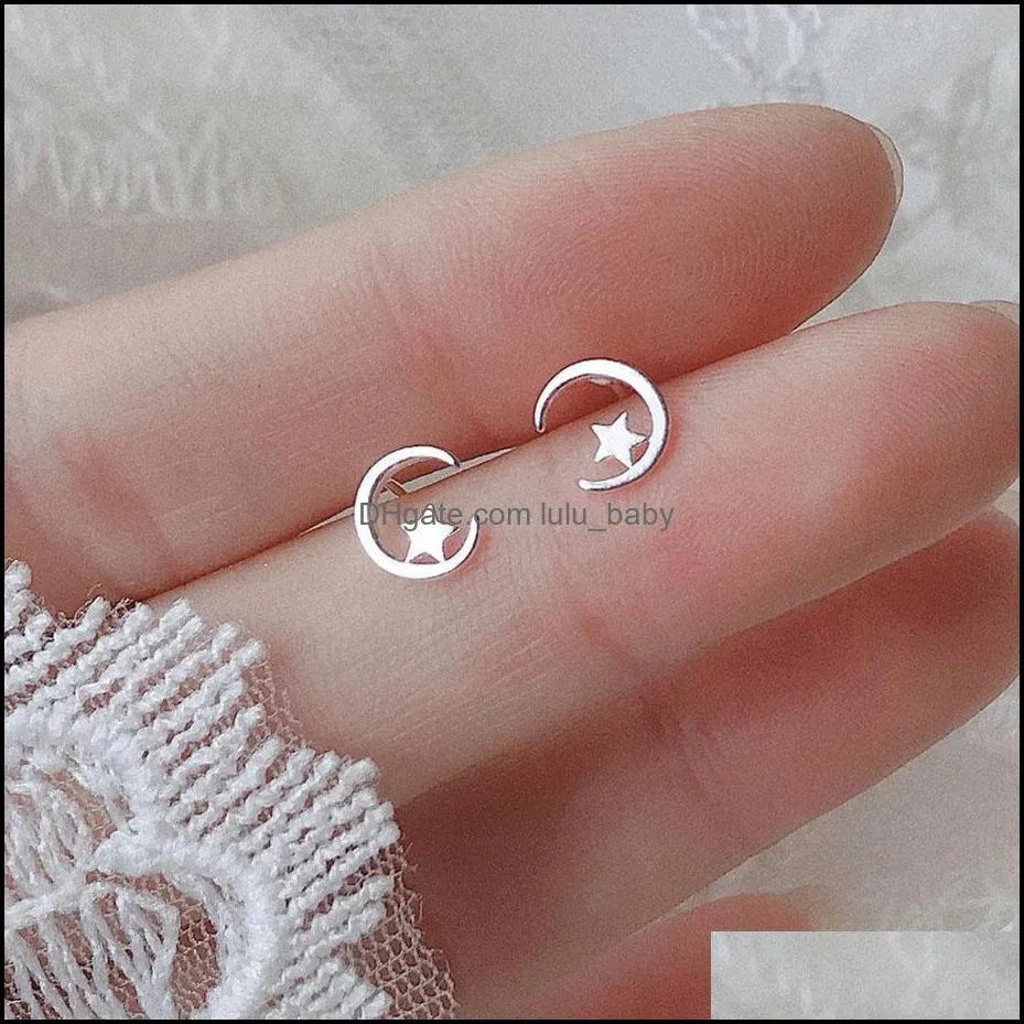 fashion 925 silver needle korean earrings women girls cute bowknot love heart silver stud earring 10-12mm