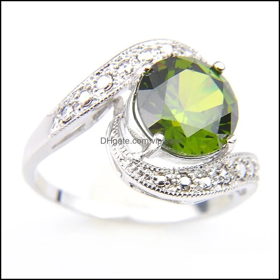 europe popular newest for women rings 925 sterling silver mix color rings fashion peridot brazil citrine gems round party