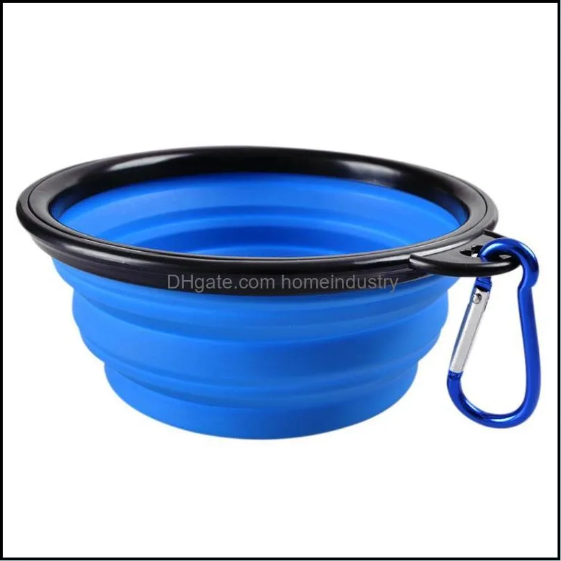 Cat Bowls & Feeders 1000ml Folding Travel Pet Bowl Plastic Tableware Water Fountain Portable Dog Food Container With Buckle Red/Blue