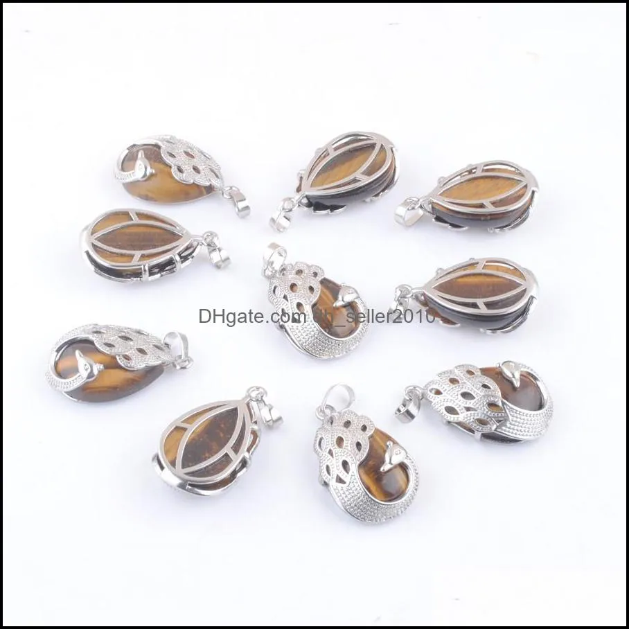 natural stone tigers eye pattern pendant suspension water drop charm pendulum pendants for necklace jewelry dn4354