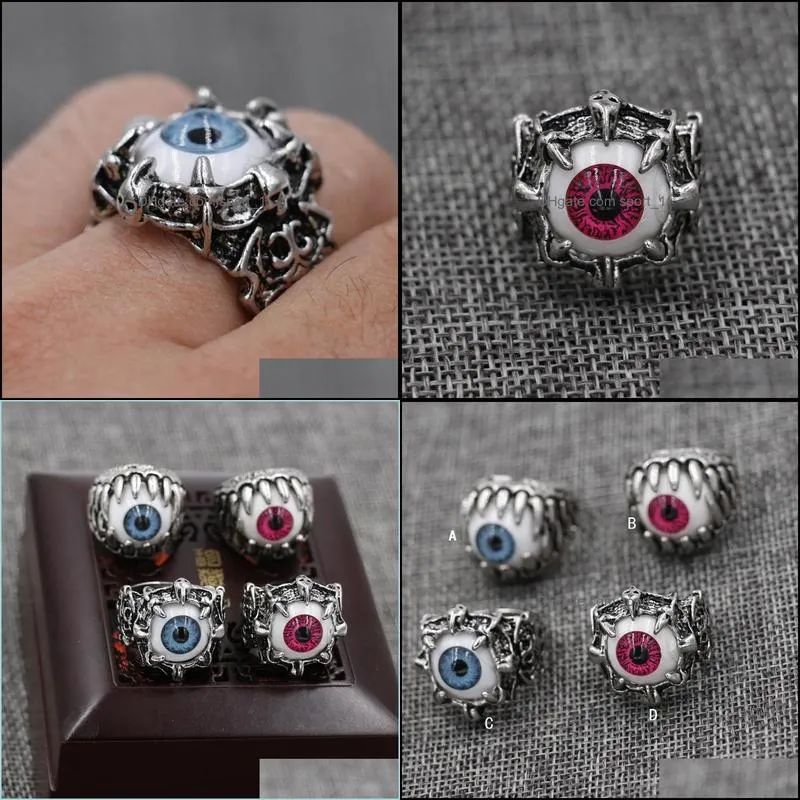 vintage dragon claw evil eye skull ring imitating stainless steel biker ring devil eyeball halloween party props men jewelry