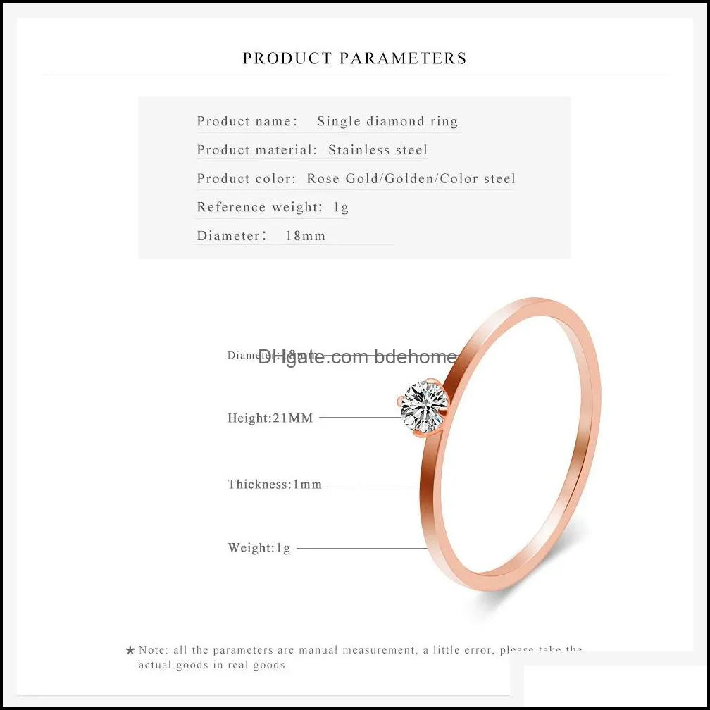 luxury design diamond silver gold ring minimalism 1mm titanium thin finger rings women girls wedding ring
