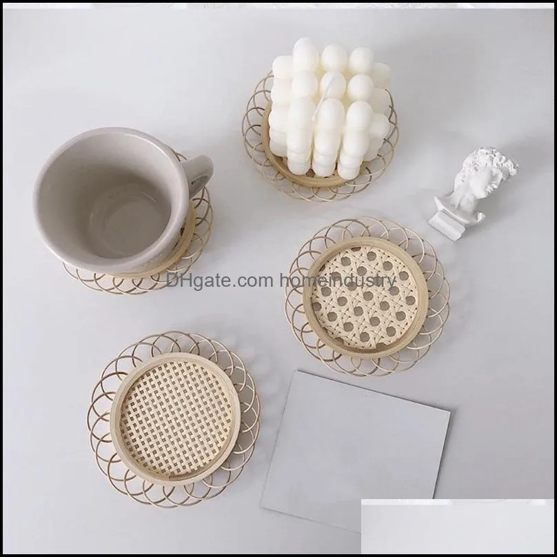 Mats & Pads Japanese Style Handmade Cup Bamboo Non-slip Material Table Place Po Props Holders Saucer