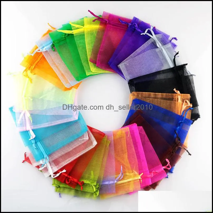 15 colors fashion quality transparent yarn material jewelry gift bag size 7x9cm 100pcs/lot