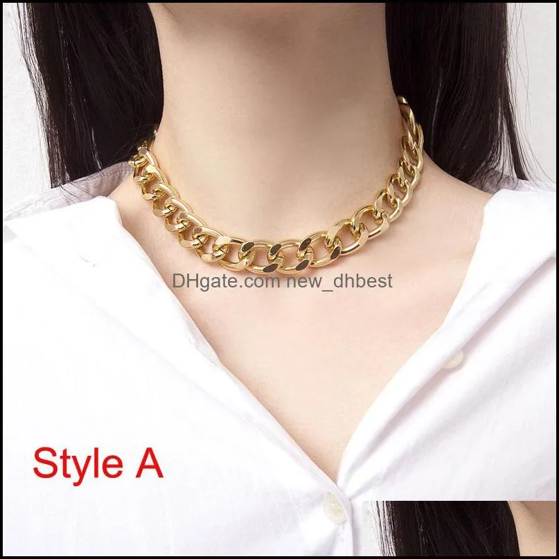 womens ancient big chain personality chockers 18k yellow gold plated simple cross chain statement necklace jewellry 12 inch