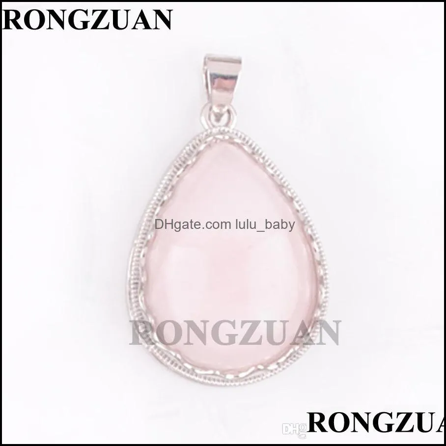 pendants dangle earrings necklacejewelry set water drop natural stone rose pink quartz bead reiki jewelry gift chain 45cm dq3087