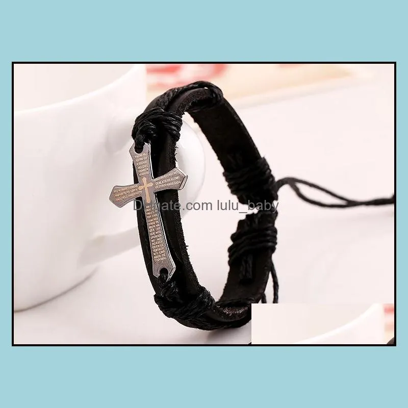 adjustable bracelets hi-q jewelry fashion jewelry wholesale leather cross style infinity charm bracelet vintage accessories lover